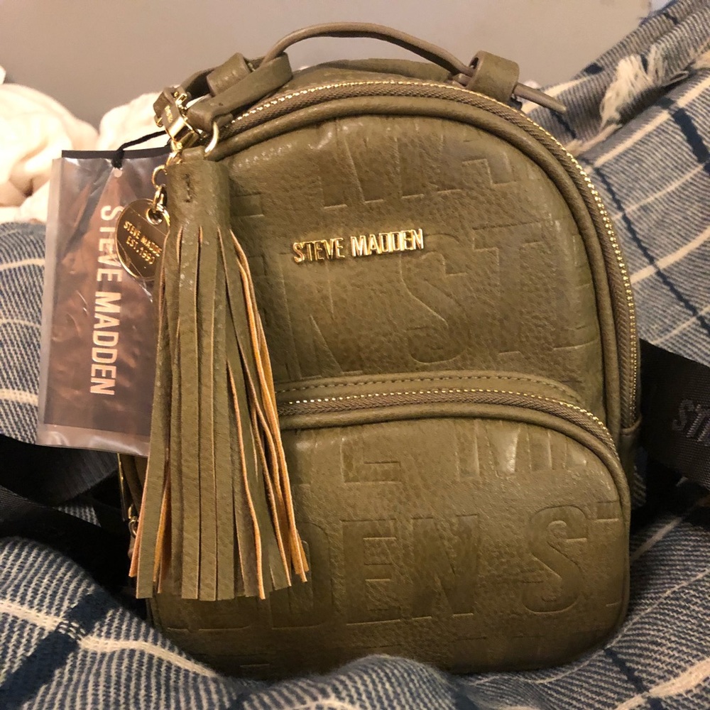 NWT olive logo mini Steve Madden backpack